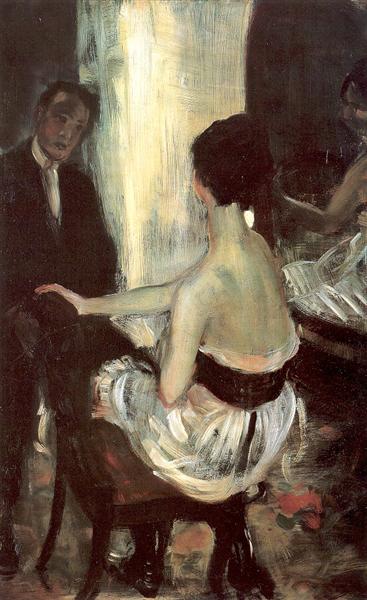 Seated Actress with Mirror, 1903 - William James Glackens