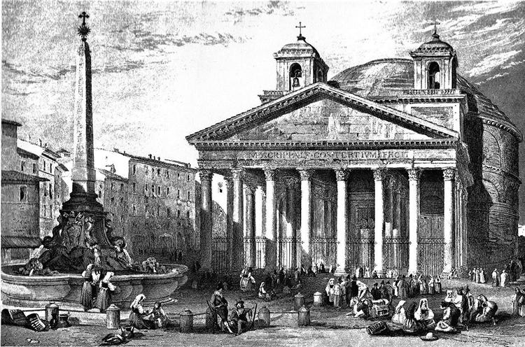 The Pantheon in Rome, drawing by Leitch, engraving by W.B. Cooke, 1835 - Уильям Лейтон Лейтч