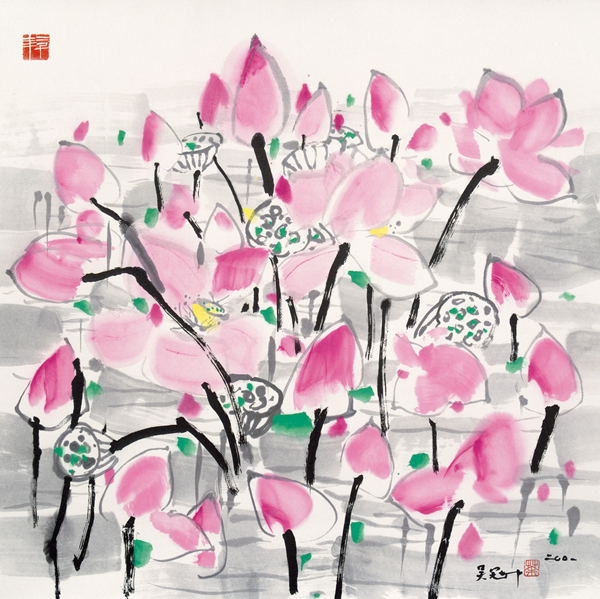 Lotus under the sun, 2001 - Wu Guanzhong