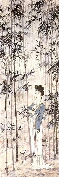 A Lady Amongst the Bamboo - Xu Beihong