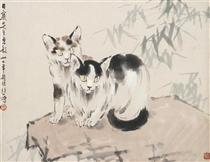 Cats on Rock - Xu Beihong