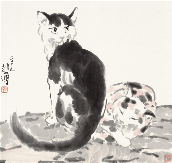 Two Cats - Xu Beihong