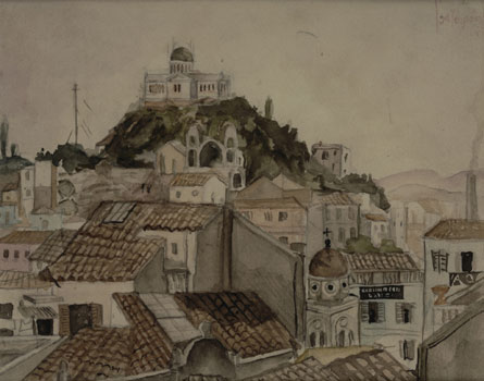 Observatory as seen from a house near Monastiraki, 1925 - Yiannis Tsaroychis