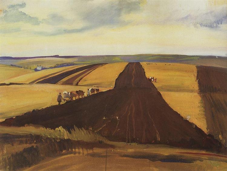 Neskuchnoye. Plowing, 1908 - Zinaida Serebriakova