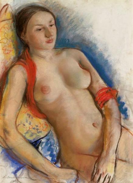 Обнаженная с красным шарфом, 1932 - Зинаида Серебрякова