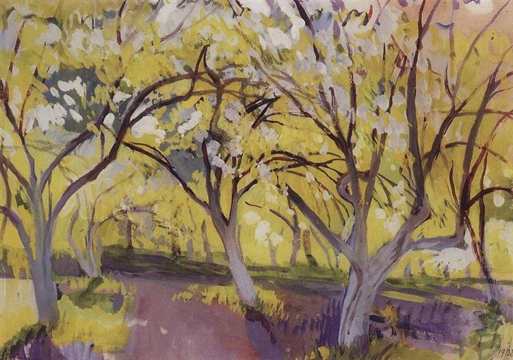 Orchard in bloom. Neskuchnoye, 1908 - Sinaida Jewgenjewna Serebrjakowa