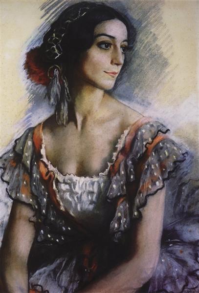 Портрет В. К. Ивановой в костюме испанки, 1924 - Зинаида Серебрякова