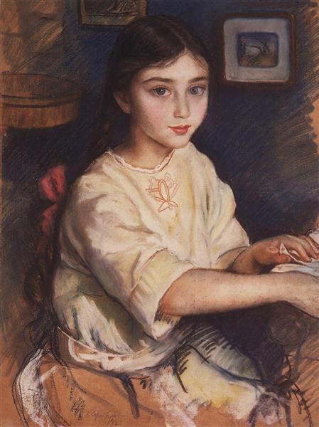 Portrait of O.I. Rybakova in childhood, 1923 - Zinaïda Serebriakova
