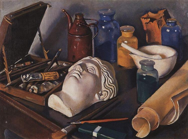 Still life attributes of art, 1922 - Sinaida Jewgenjewna Serebrjakowa